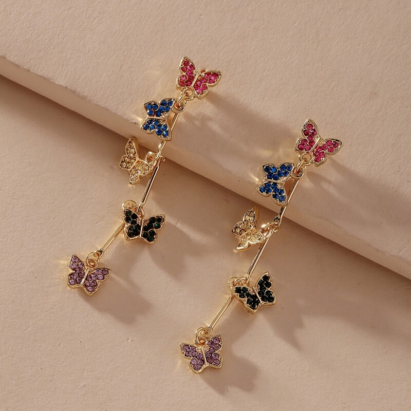 

Butterfly Decor Drop Earrings, Multicolor