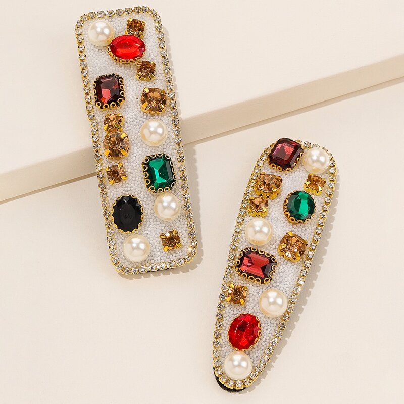 

2pcs Rhinestone Hair Clip, Multicolor