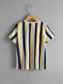 SHEIN Boys Letter Print Striped Tee - Multicolor - View 2