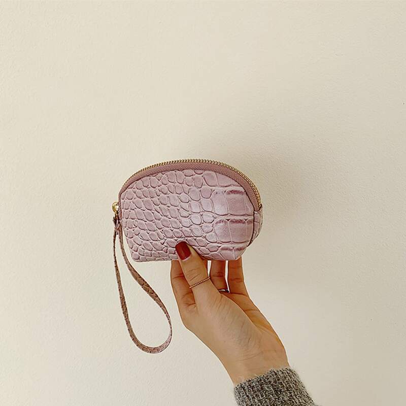 

Croc Embossed Purse, Pink