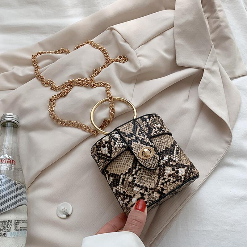 

Snake Skin Ring Satchel Bag, Multicolor