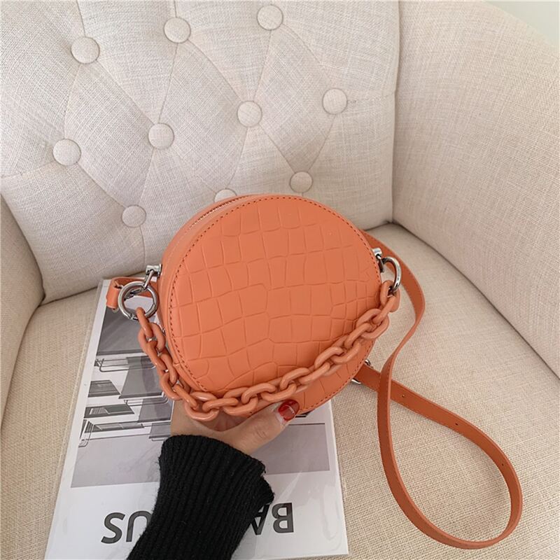 

Croc Embossed Round Crossbody Bag, Orange