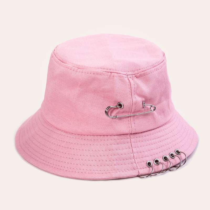 

Ring Decor Solid Bucket Hat, Pink