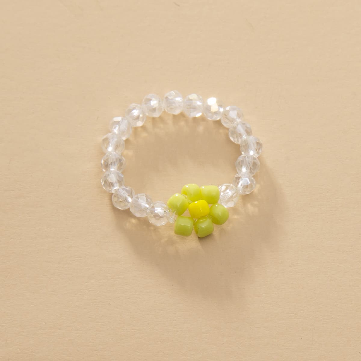 

Glass Bead Decor Ring, White
