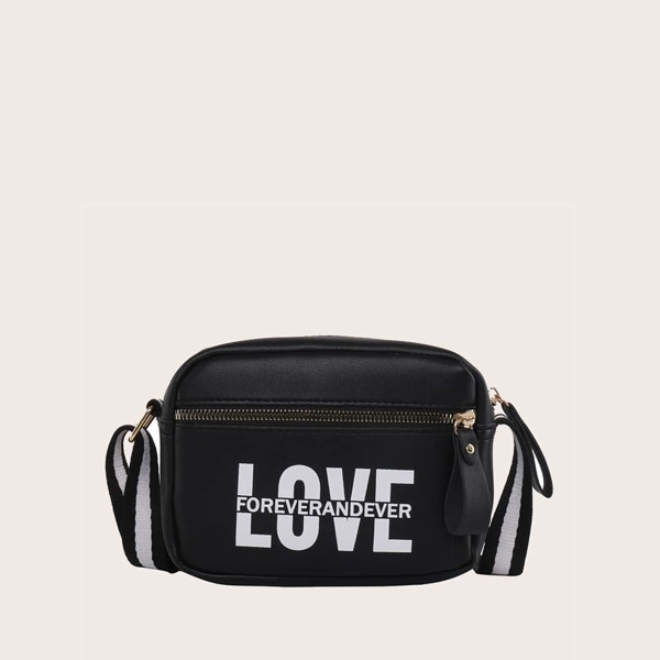 

Letter Graphic Crossbody Bag, Black