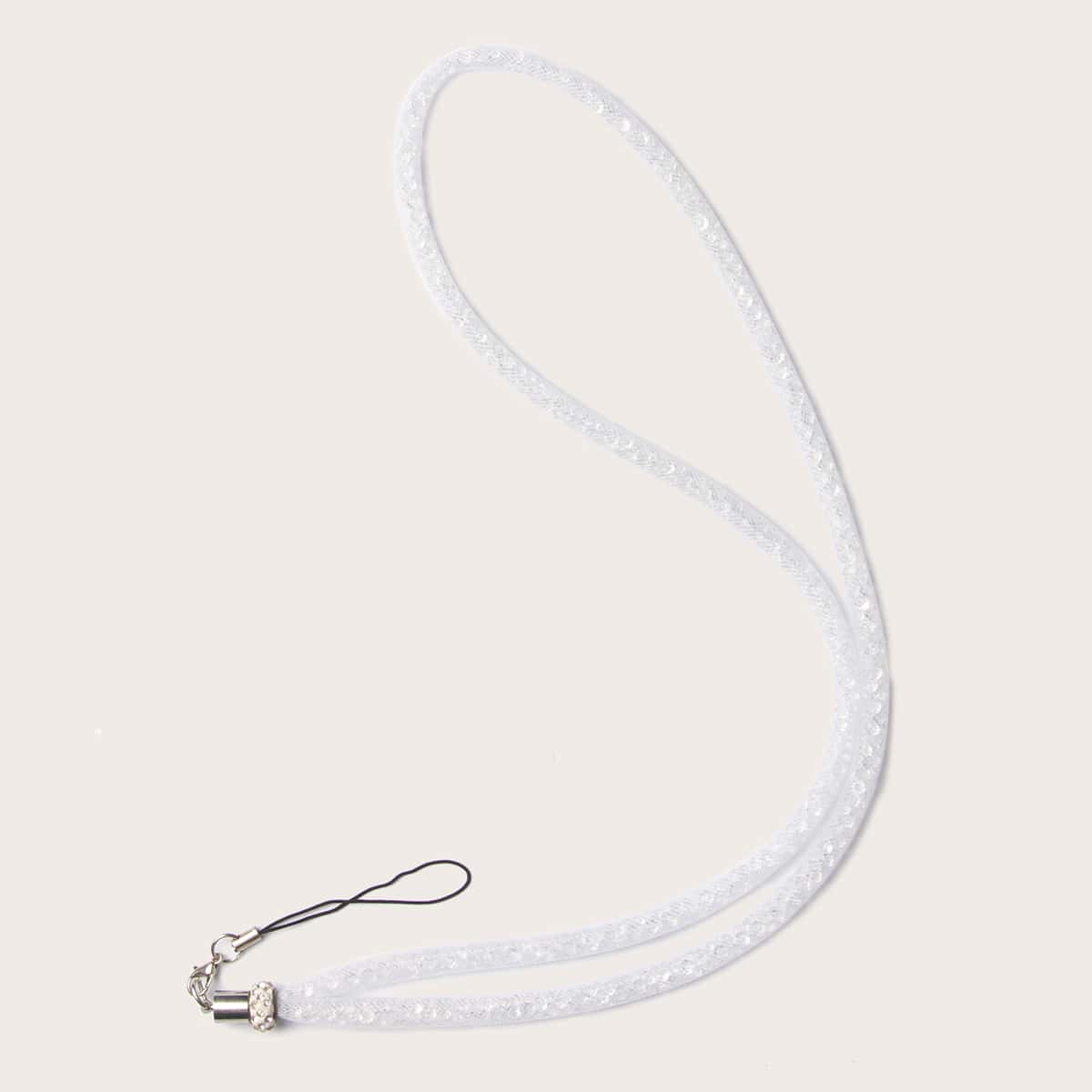 

1pc Solid Mobile Phone Lanyard, White