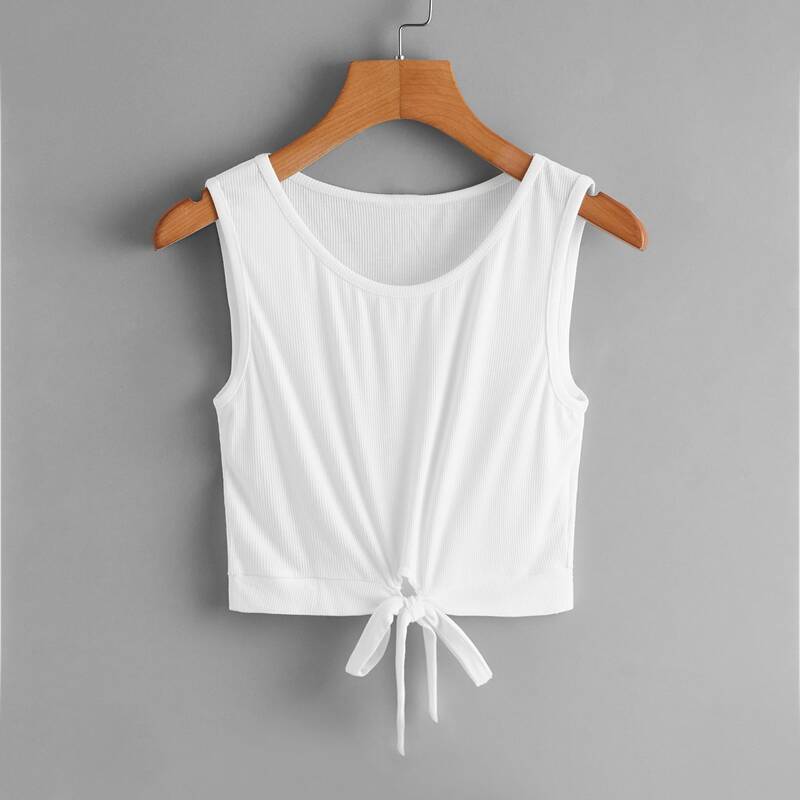 

Tie Hem Tank, White