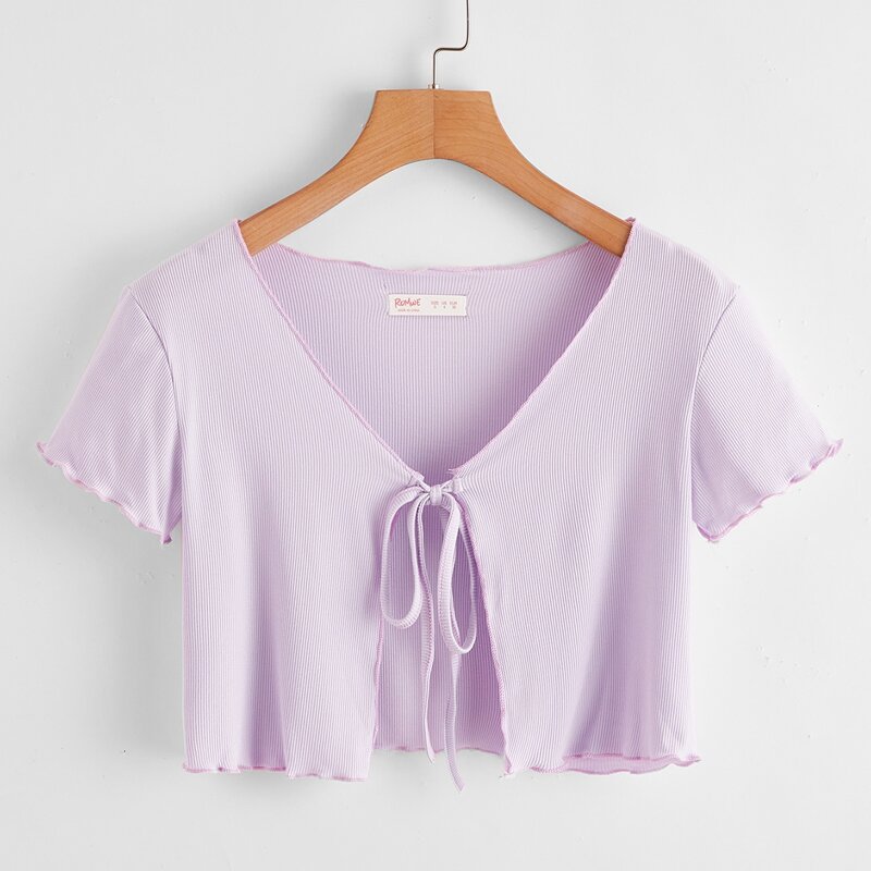 

Tie Front Crop Top, Lilac purple