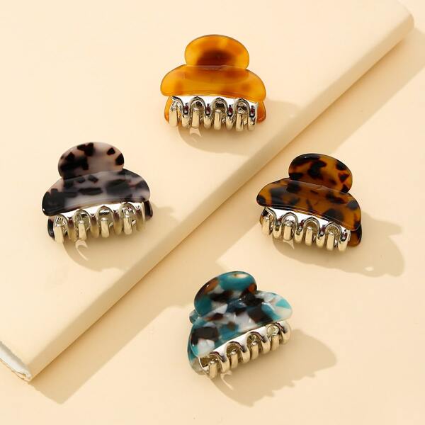

4pcs Leopard Print Hair Claw, Multicolor