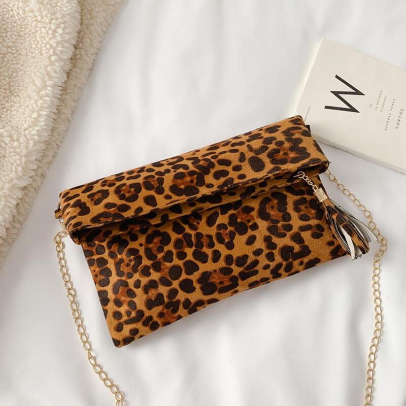 

Leopard Chain Crossbody Bag, Brown