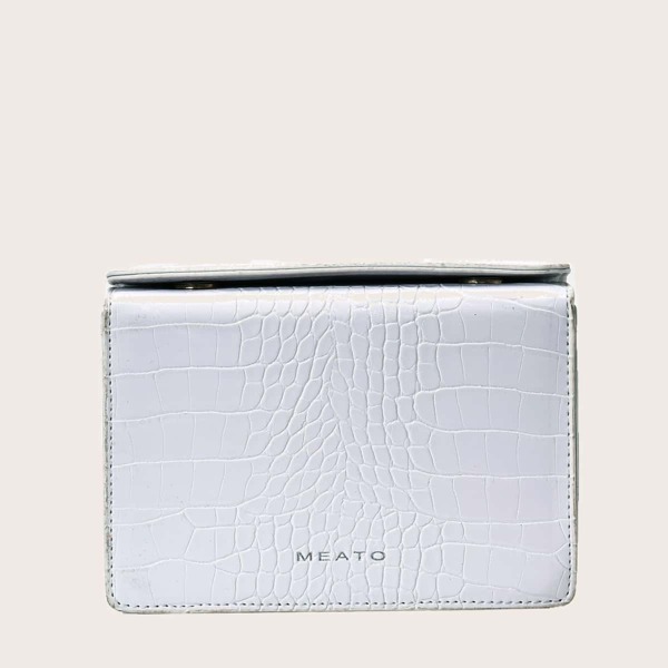 

Croc Embossed Crossbody Bag, White