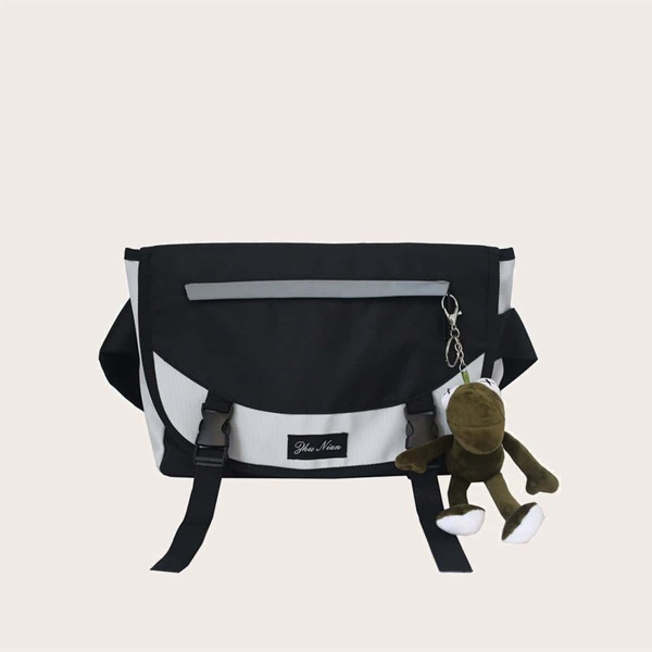 

Men Colorblock Crossbody Bag, Black and white