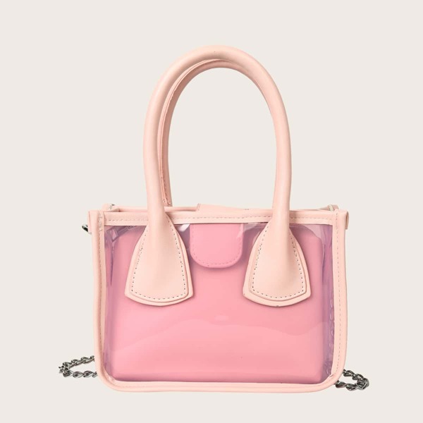 

Clear Satchel Bag With Inner Pouch, Pink