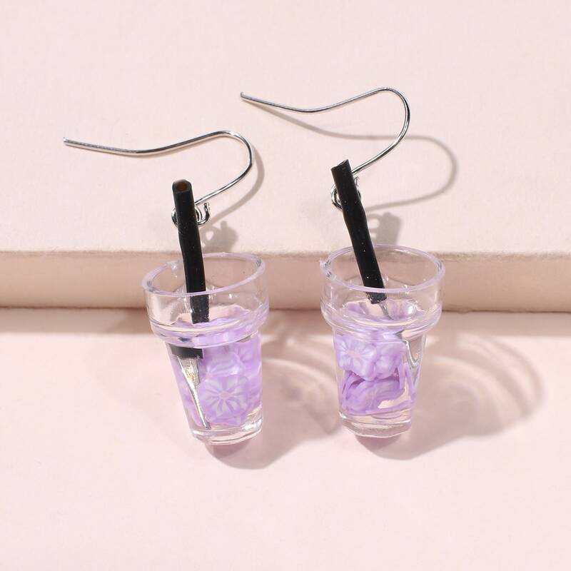 

1pair Bottle Drop Earrings, Purple