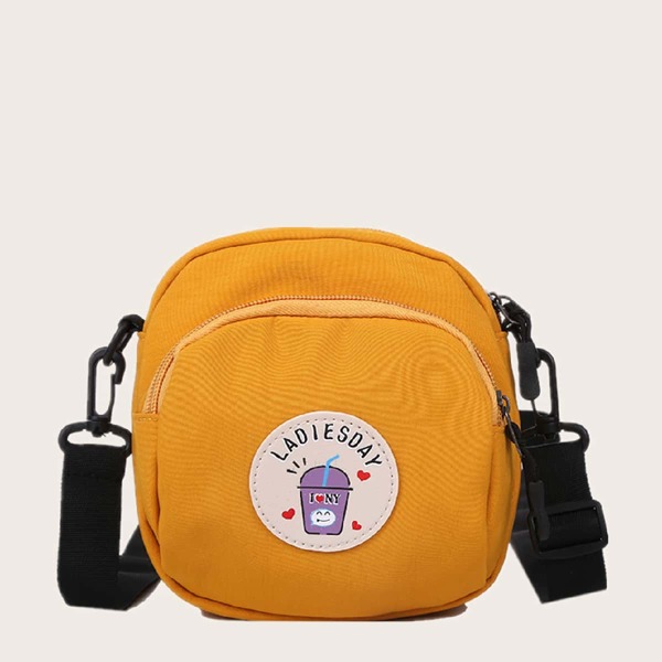 

Girls Cartoon Patch Crossbody Bag, Yellow