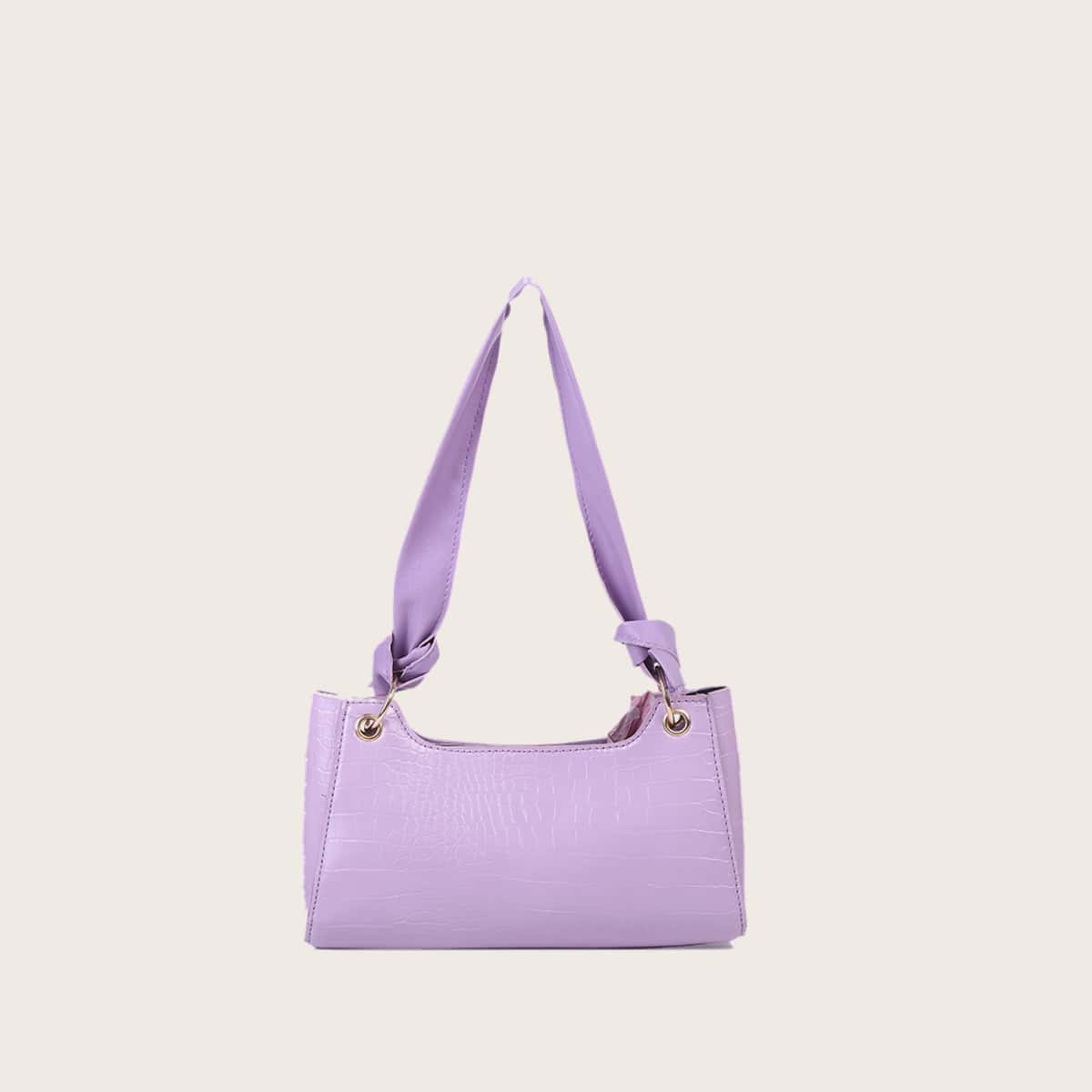 

Croc Embossed Knot Tote Bag, Purple