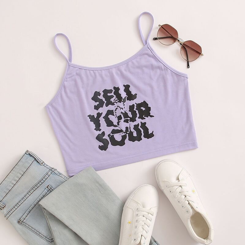 

Slogan Graphic Cami, Purple