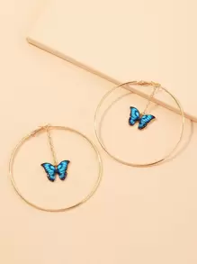 Hoa tai vòng hình bướm - Màu xanh lam - Xem 1