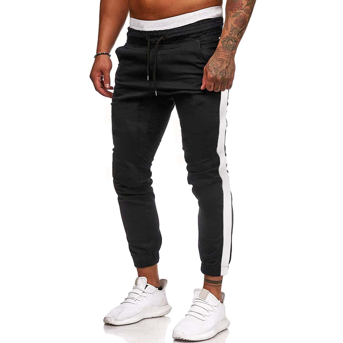 

Guys Side Stripe Drawstring Sweatpants, Black