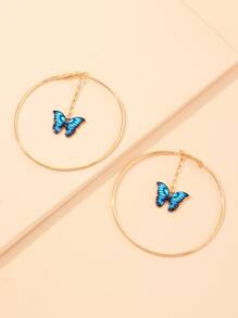 Hoa tai vòng hình bướm - Màu xanh lam - Xem 3