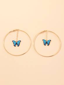 Hoa tai vòng hình bướm - Màu xanh lam - Xem 4