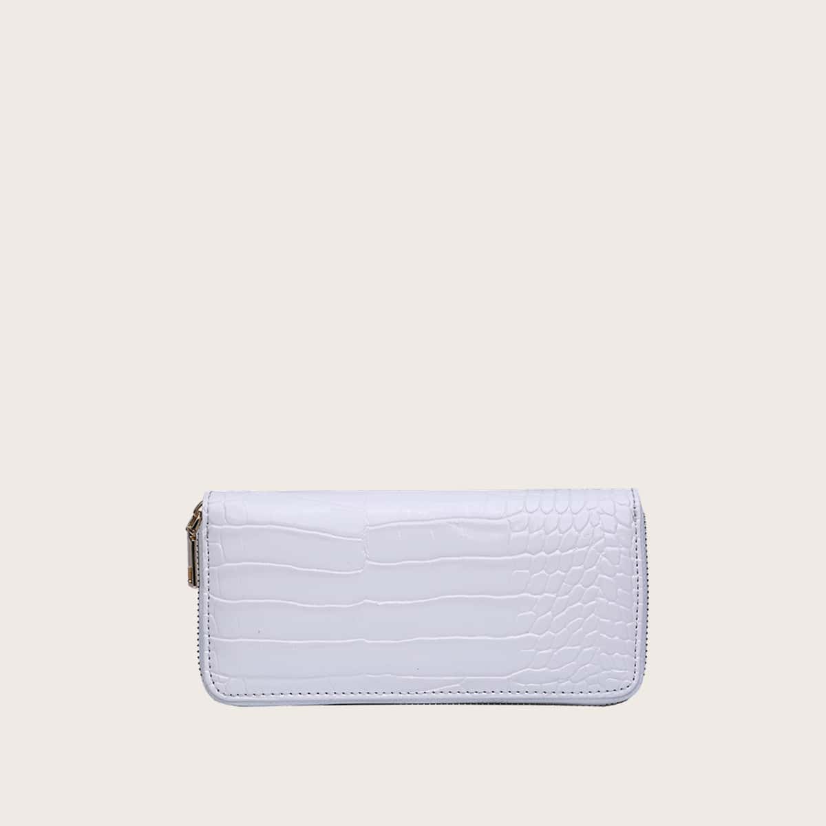 

Croc Embossed Purse, White