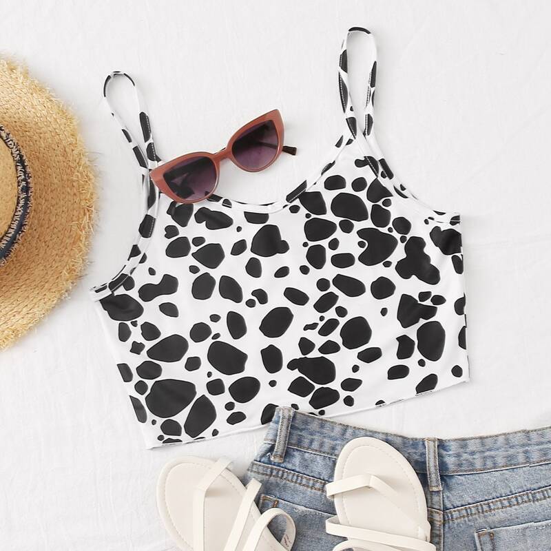 

Cow Print Cami, Black and white