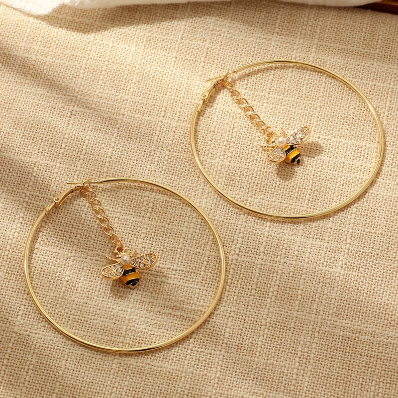 

Bee Charm Drop Earrings, Gold