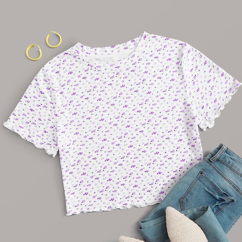 

Ditsy Floral Tee, Purple
