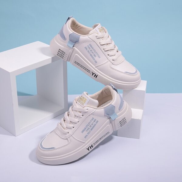 

Letter Graphic Lace-up Front Sneakers, Beige