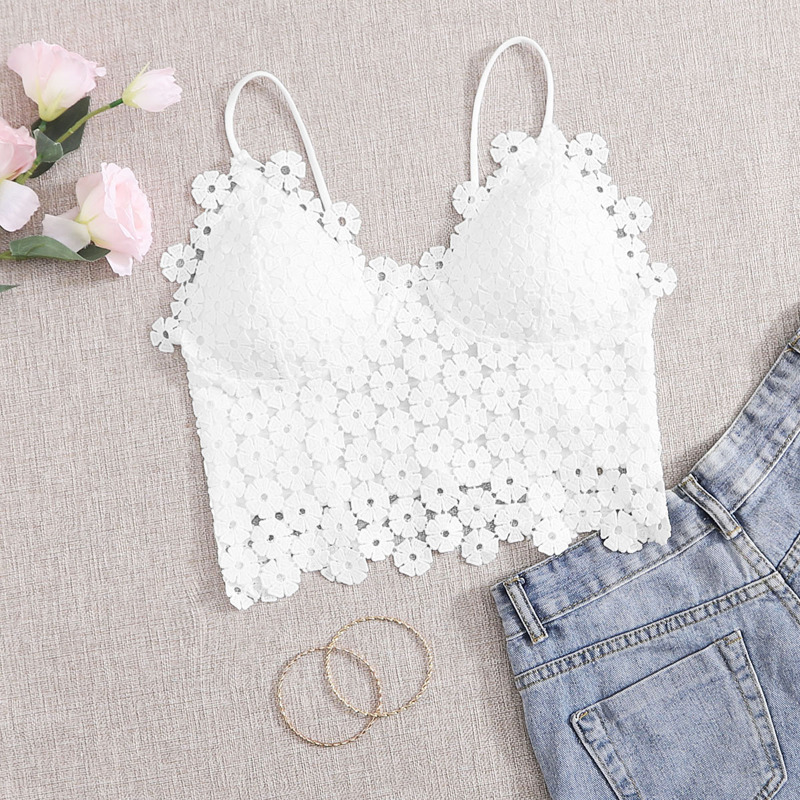 

Floral Guipure Lace Bralette, White