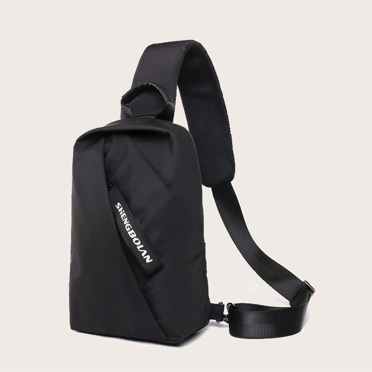 

Guys Letter Tape Sling Bag, Black
