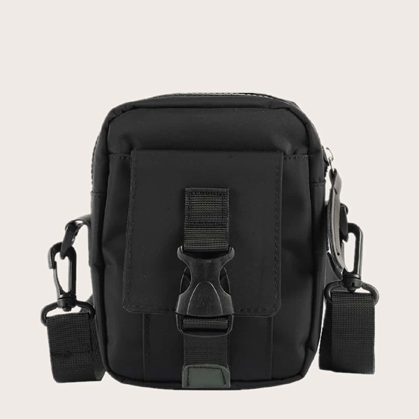 

Men Release Buckle Decor Crossbody Bag, Black