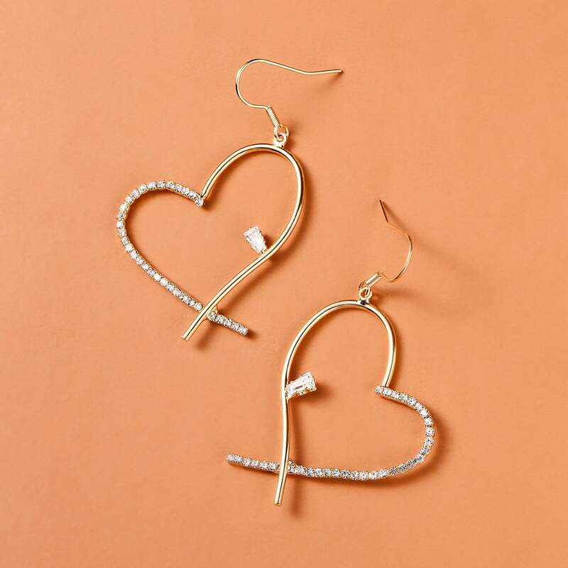 

Heart Charm Drop Earrings, Gold