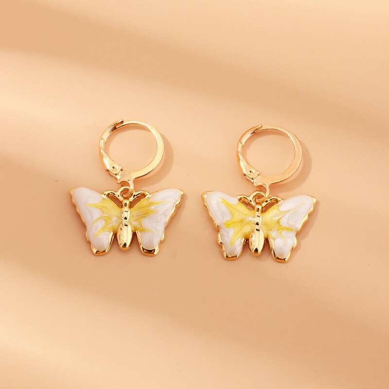 

Butterfly Charm Drop Earrings, Yellow