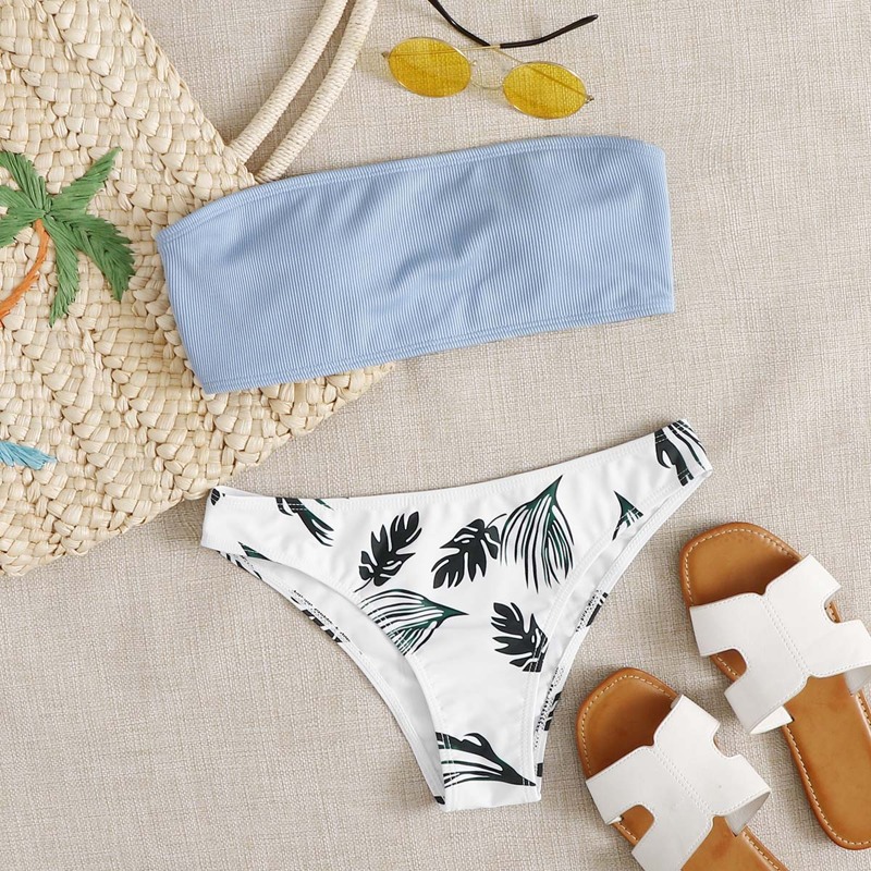 

Tropical Bandeau Bikini Swimsuit, Multicolor