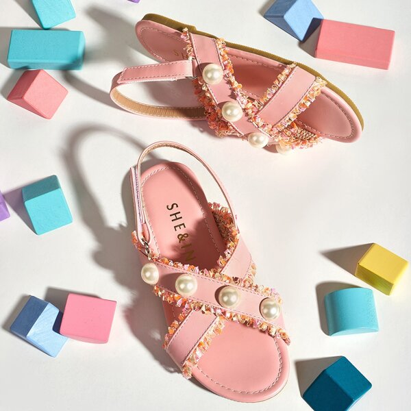 

Toddler Girls Faux Pearl Decor Criss Cross Sandals, Pink