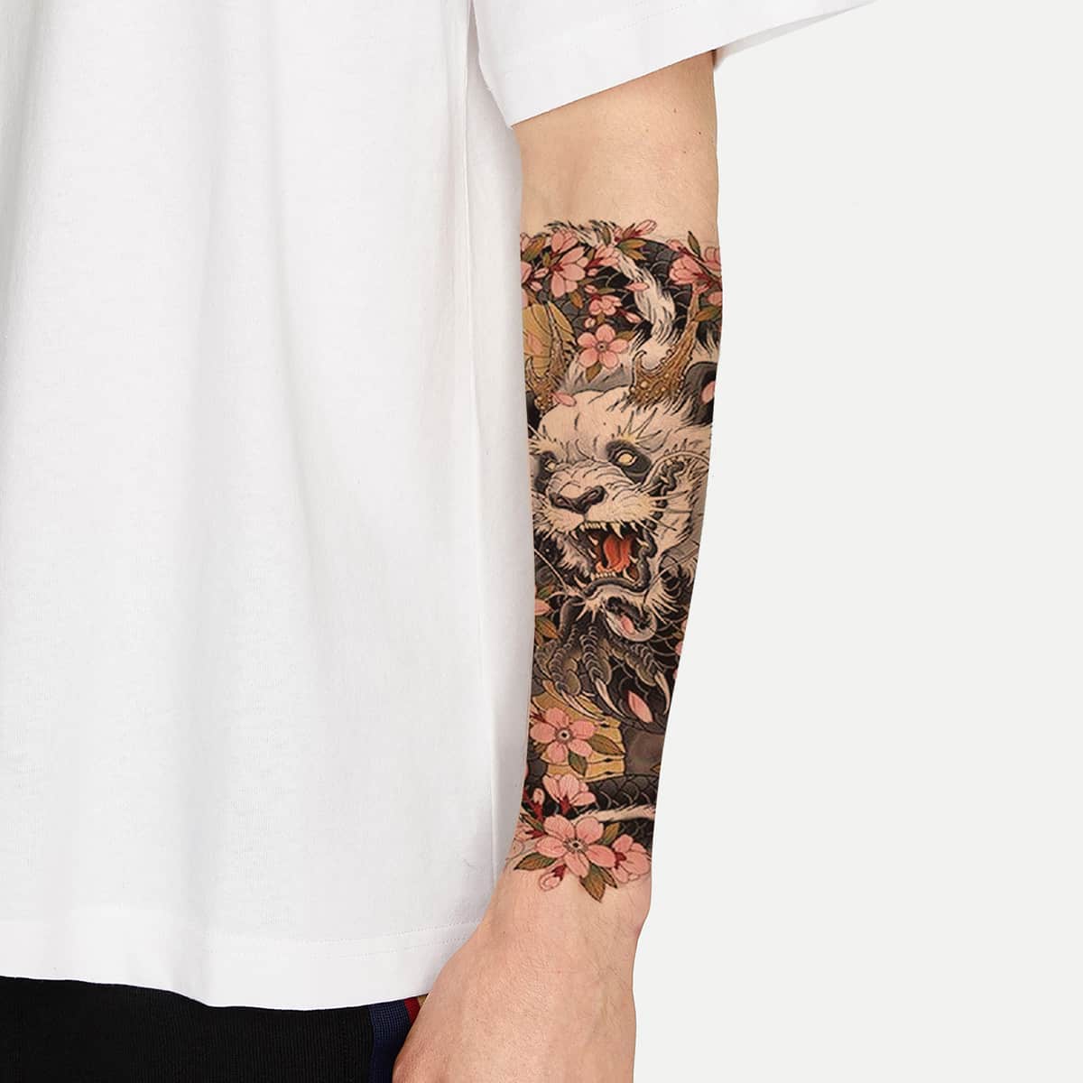 

1sheet Animal & Flower Print Tattoo Sticker, Multicolor