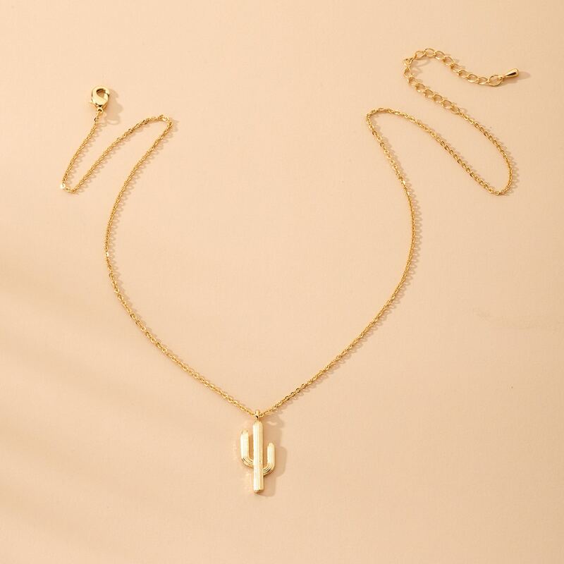 

Cactus Charm Necklace, Gold
