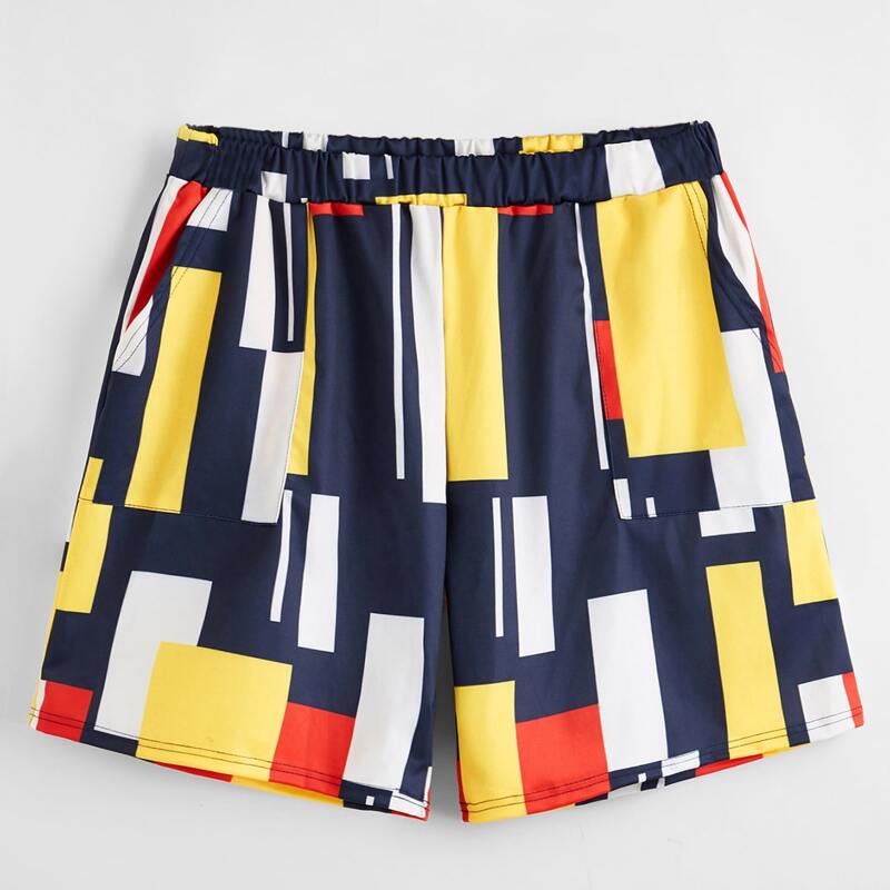 

Guys Geo Print Elastic Waist Shorts, Multicolor