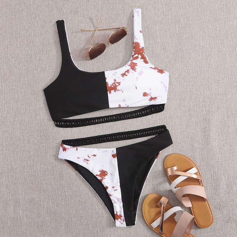 

Tie Dye Strap Bikini Swimsuit, Multicolor