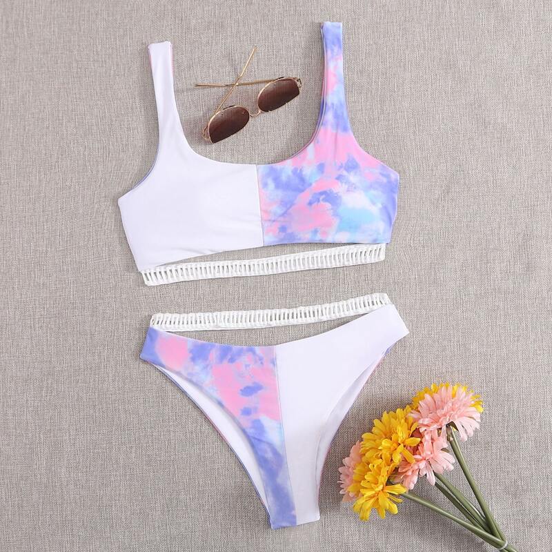 

Tie Dye Strap Bikini Swimsuit, Multicolor
