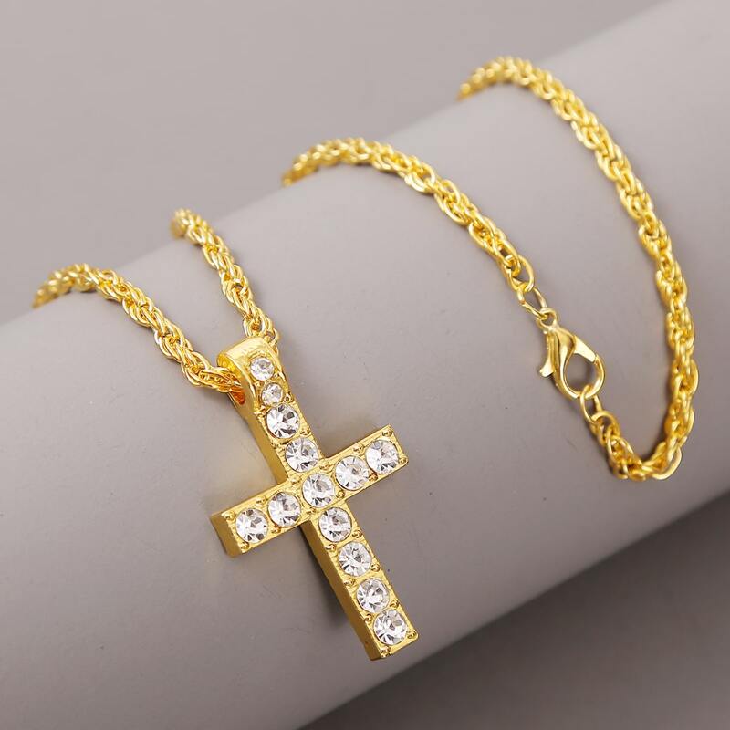 

Guys Cross Charm Necklace, Gold