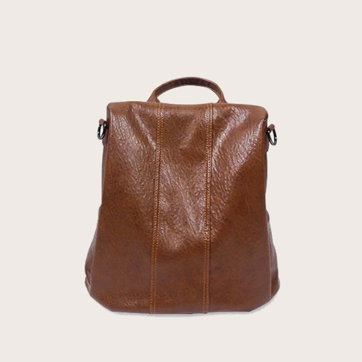 

Solid Flap Backpack, Coffee brown