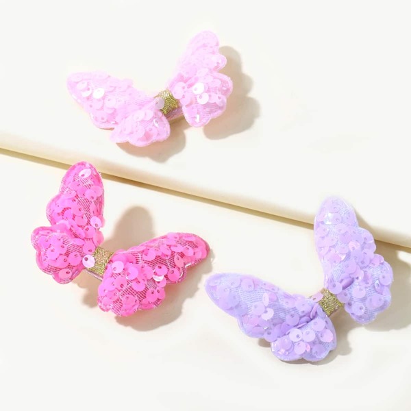 

3pcs Toddler Girls Butterfly Design Hair Clip, Multicolor