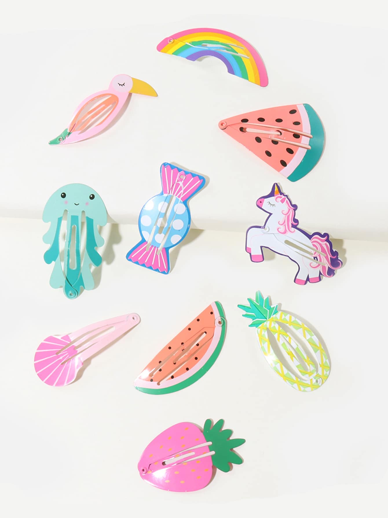 10入組小女童水果設計髮夾 - 彩色 - 查看 1