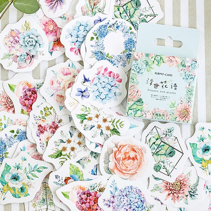 

46sheets 1box Flower Print Sticker, Multicolor