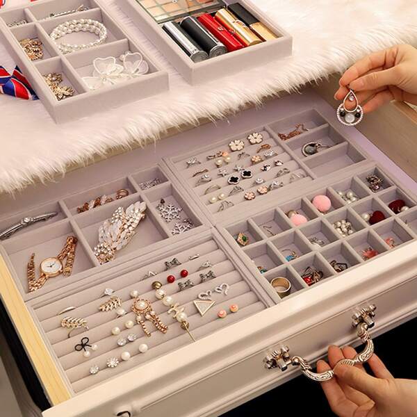

1pc Jewelry Storage Box, Grey