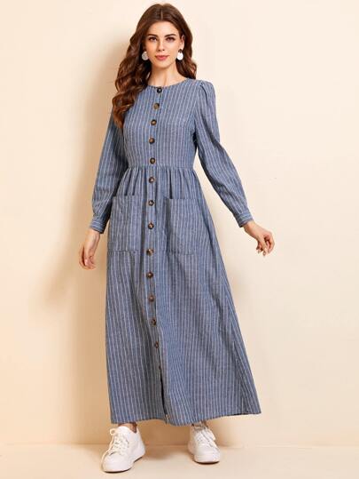 shein blue striped dress