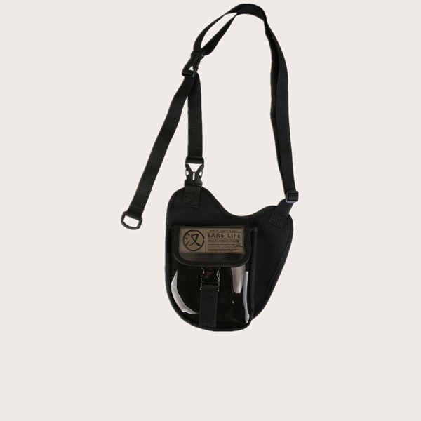 

Men Buckle Decor Crossbody Bag, Black